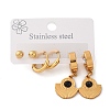 304 Stainless Steel Fan Stud & Hoop Earrring Set for Women EJEW-U063-04G-1