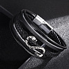 Leather Cords Multi-strand Bracelets with Magnetic Clasp PW-WG89659-01-1