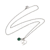 Valentine's Day 304 Stainless Steel & Green Glass Heart Pendant Cable Chain Necklaces for Women NJEW-FS00014-04-1