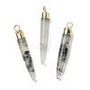 Natural Prehnite Brass Pointed Pendants G-B025-02LG-01-1