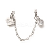 Brass Clear Cubic Zirconia European Safety Chains with Heart Charms KK-C085-15P-1