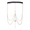 Brass Clear Cubic Zirconia Layered Sun Butterfly Tassel Thigh Leg Chains AJEW-AN00638-2