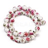 Handmade Flower Printed Porcelain Ceramic Beads Strands PORC-M007-10mm-17-4