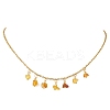 Natural Amber Chip Pendant Bib Necklaces with 304 Stainless Steel Cable Chains NJEW-JN05942-2