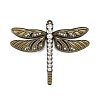 Golden Alloy Rhinestone Dragonfly Pendants ALRI-J070-28AB-NF-1