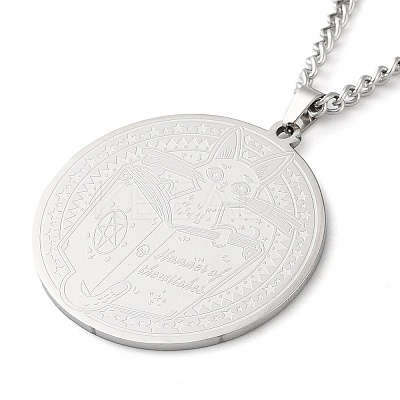 Non-Tarnish 304 Stainlessa Steel Curb Chain Pendant Necklaces NJEW-H034-07P-1