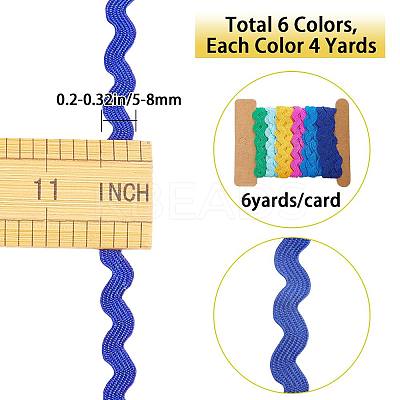 6 Yards 6 Colors Polyester Wavy Fringe Trim Ribbon OCOR-WH0080-44A-1