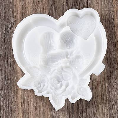 Valentine's Day Heart Couple Rose DIY Wall Decoration Statue Silicone Molds SIL-F007-09-1
