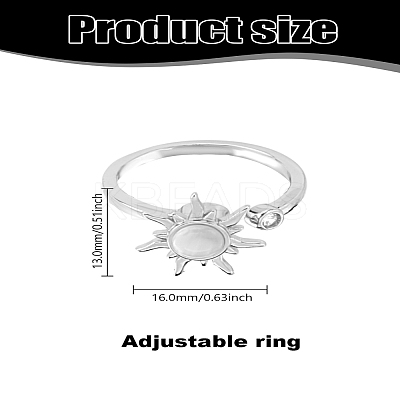 1Pc Rotatable Cubic Zirconia Butterfly Open Rings RJEW-LP0003-41-1