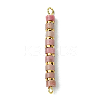 Natural Rhodonite & Electroplated Synthetic Non-magnetic Hematite Heishi Connector Charms PALLOY-JF03291-07-1
