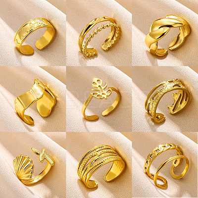 Simple Style 304 Stainless Steel Cuff Rings FS-WG1C3D0-03-1