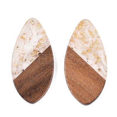 Transparent Resin and Walnut Wood Pendants RESI-T057-05N-1