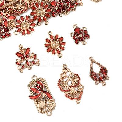 36Pcs 6 Styles Alloy Enamel Connector Charms FIND-FS0004-46B-1