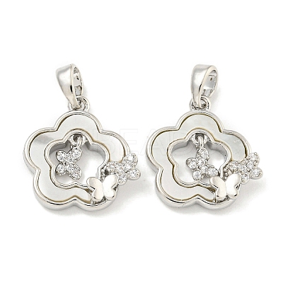 Brass with Clear Cubic Zirconia with Sea Shell Pendants KK-Q820-12P-1