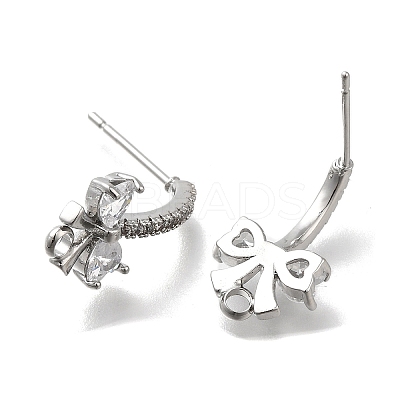 Brass with Cubic Zirconia Stud Earring Finding KK-Q048-24P-1