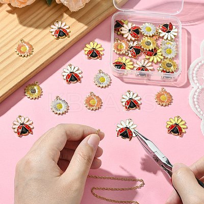 30Pcs 6 Styles Rack Plating Alloy Enamel Pendants ENAM-CJ0006-25-1