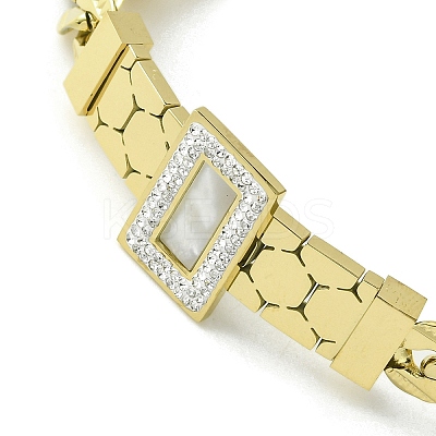Natural Shell & Cubic Zirconia Rectangle Link Bracelet BJEW-Q775-04G-1