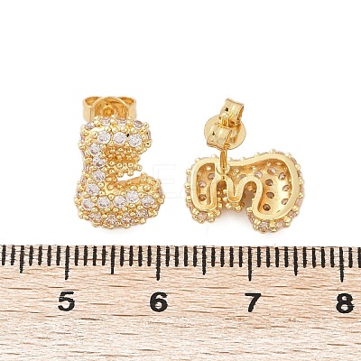 Brass Micro Pave Cubic Zirconia Stud Earrings EJEW-Z091-04G-E-1
