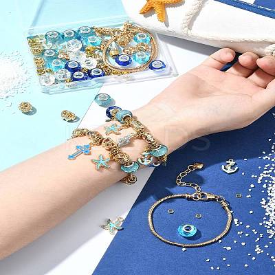 DIY Marine Theme Resin & Alloy Enamel Bead European Bracelet Making Kits DIY-FS0006-87-1