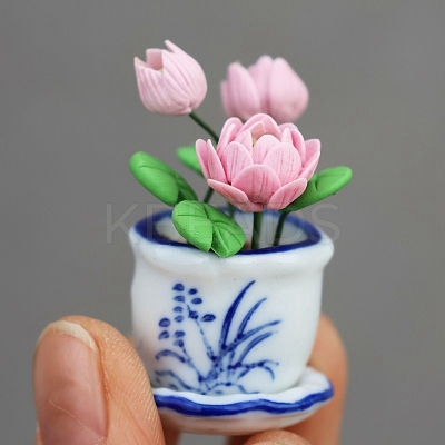 Polymer Clay Lily with Resin Basket Miniature Ornaments PW-WGD70FB-01-1