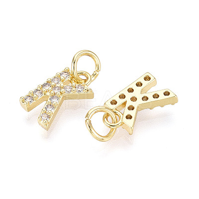 Brass Micro Pave Clear Cubic Zirconia Charms KK-N241-001K-1