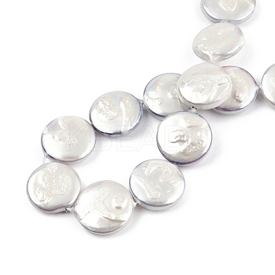 Plating Natural Freshwater Shell Beads Strands SHEL-N026-225B-1
