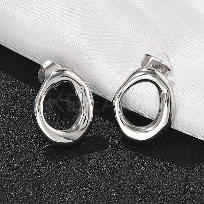 304 Stainless Steel Chunky Oval Studs Earrings for Women LS-EJEW-K306-28P-1
