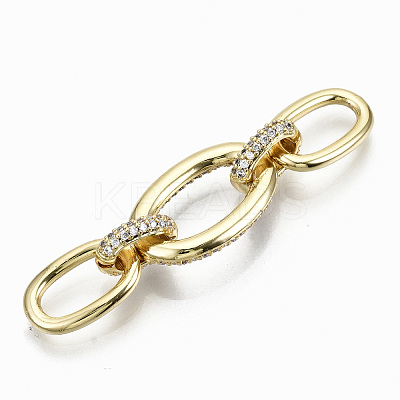 Brass Micro Pave Clear Cubic Zirconia Links Connectors KK-S061-45G-NR-1
