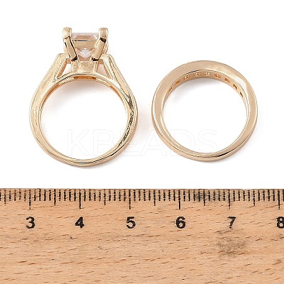 Brass Micro Pave Cubic Zirconia Finger Rings CU-Z001-02G-02-1