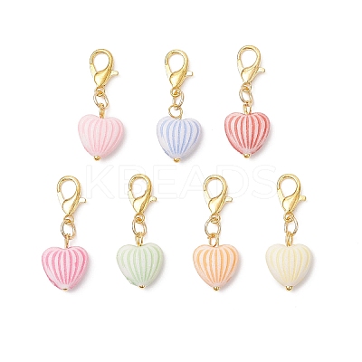 Acrylic Heart Pendant Decorations HJEW-JM04273-S-1