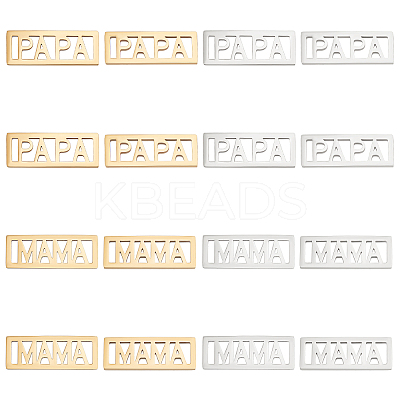 16Pcs 4 Styles 201 Stainless Steel Filigree Joiners STAS-UN0035-71-1