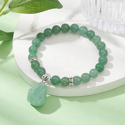 Natural Green Aventurine & Synthetic Hematite Beaded Stretch Bracelet BJEW-JB09760-02-1