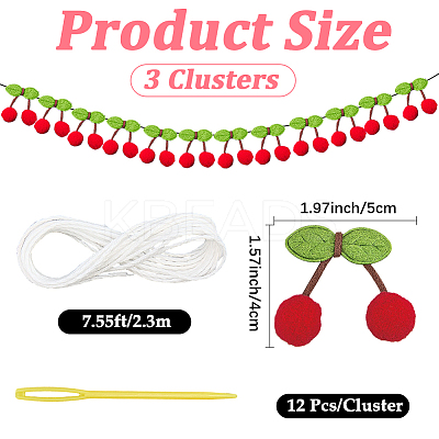3 Bags Wool Pompom Cherry Hanging Banner DIY-CP0013-53-1