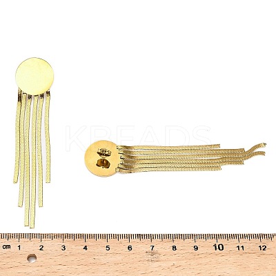 304 Stainless Steel Flat Round Tassel Stud Earrings LS-EJEW-Q040-04G-1