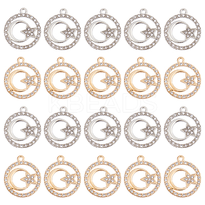 60Pcs 2 Colors Alloy Crystal Rhinestone Pendants FIND-DC0006-39-1