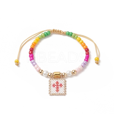 Glass Seed Braided Bead Bracelet BJEW-MZ00025-02-1