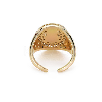 Clear Cubic Zirconia Flat Round Wide Band Cuff Ring RJEW-N035-075-NF-1