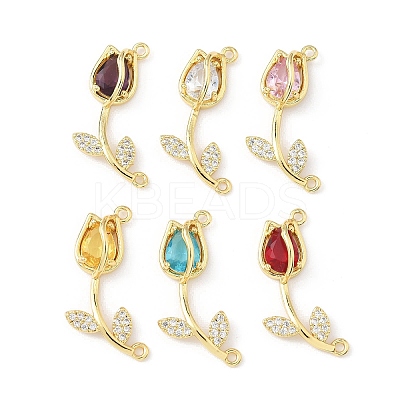 Brass Micro Pave Clear Cubic Zirconia Pendants KK-B141-02G-1
