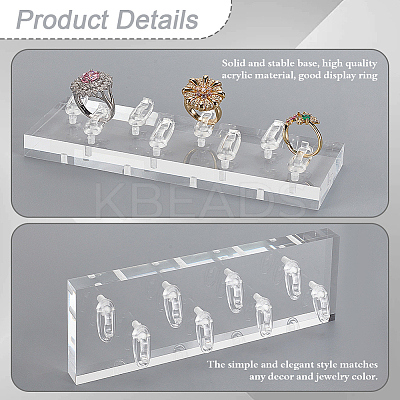 8-Slot Acrylic Rings Jewelry Display Stands ODIS-WH0061-75-1