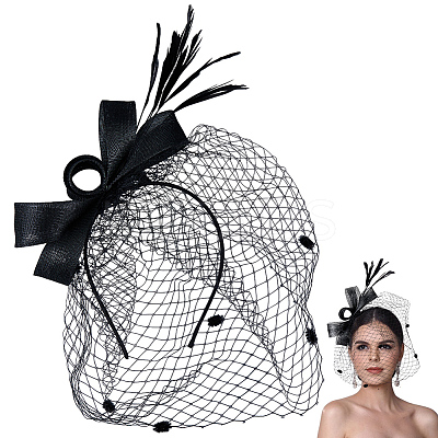 Gauze Mesh Veil Cloth with Aligator Hair Clip AJEW-WH20018-97A-1