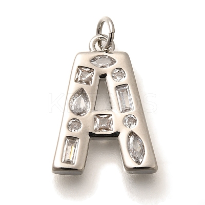 Brass Micro Pave Clear Cubic Zirconia Pendants KK-G521-01P-A-1