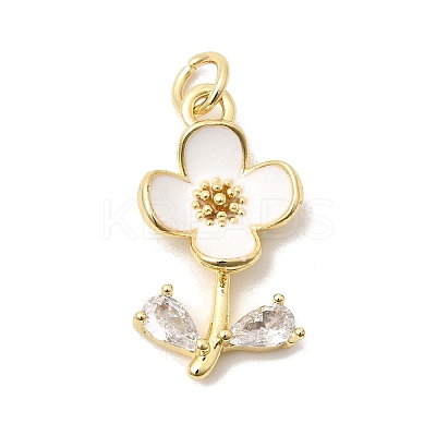 Brass Pave Clear Cubic Zirconia Pendants X-KK-G554-05G-04-1