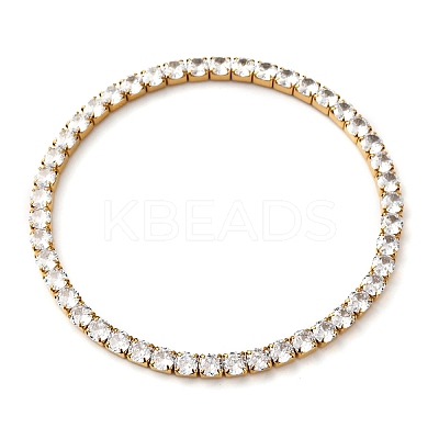 304 Stainless Steel with Clear Cubic Zirconia Link Chain Bracelets for Women BJEW-G754-02G-1