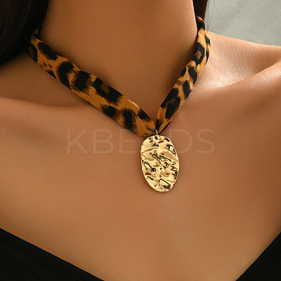 Summer Alloy Pendant Leopard Print Cord Necklaces FS-WG0DEDB-11-1