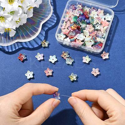 100Pcs 6 Colors Electroplate Two Tone Transparent Resin Beads RESI-CJ0005-28-1
