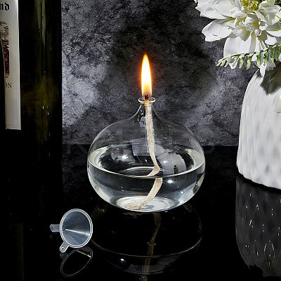 Transparent Glass Candle Holders with Candle Wick DIY-WH0308-996B-1