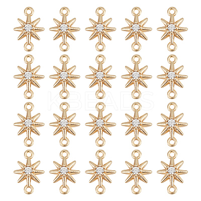 20Pcs Brass Pave Clear Cubic Zirconia Connector Charms KK-GO0001-67-1