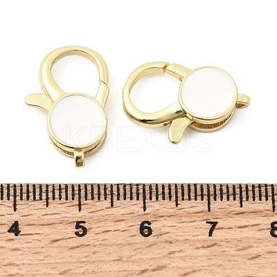 Flat Round Brass Enamel Lobster Claw Clasps KK-Z147-02G-B-1