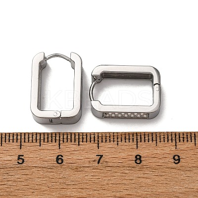 304 Stainless Steel Rectangle Hoop Earrings EJEW-D331-15P-1