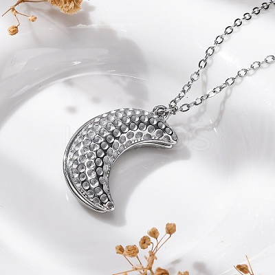 304 Stainless Steel Openable Moon Pendant Cable Chain Necklaces for Women STAS-Z114-18P-1